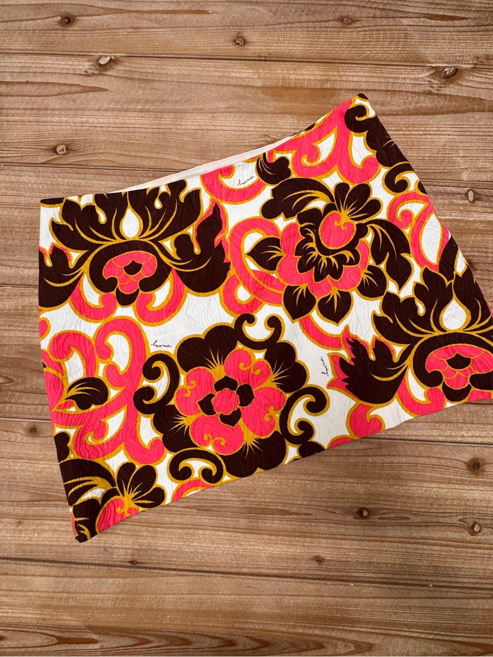Vintage Milly of New York Mini Skirt Pink Brown Mod Floral Y2K